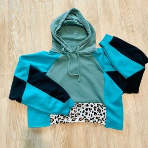 Reworked one of a kind crop hoodie